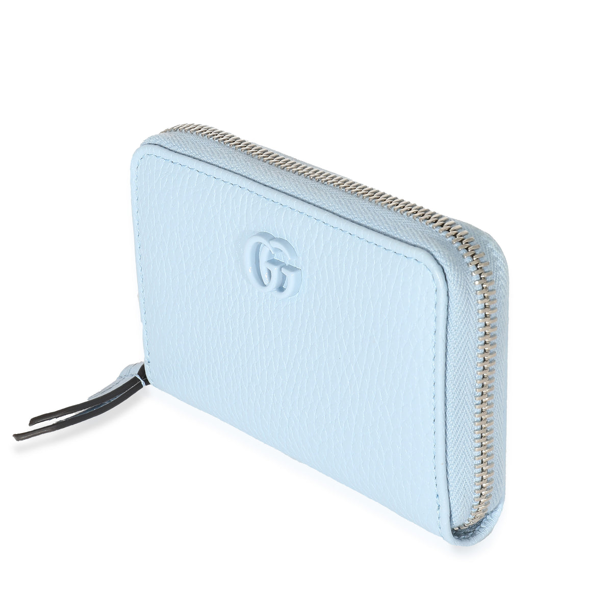 Gucci Blue Calfskin Monochrome Dollar GG Marmont Zip Around Card Holder