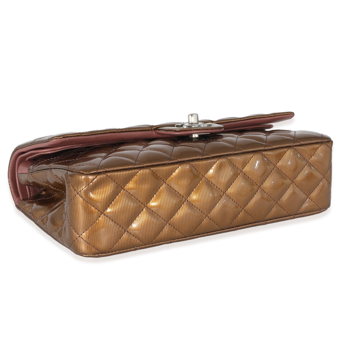 Chanel Bronze Patent Striated Medium Classic Flap Bag, myGemma, SG