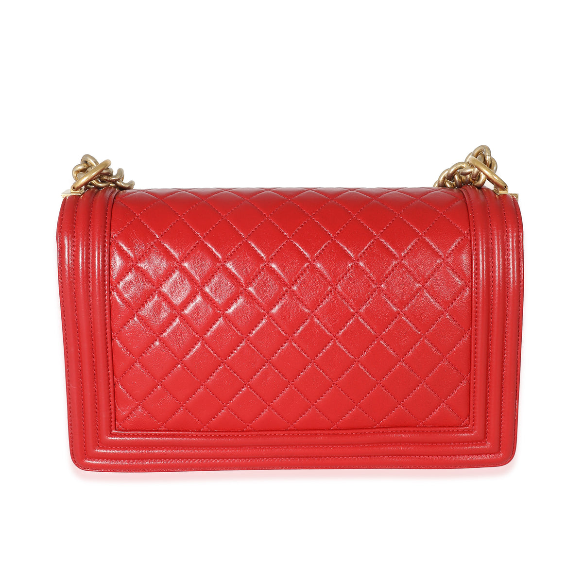 Chanel Red Lambskin New Medium Boy Bag