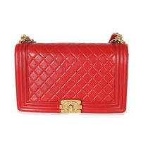 Chanel Red Lambskin New Medium Boy Bag