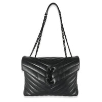 Saint Laurent Black Leather Medium Loulou Bag