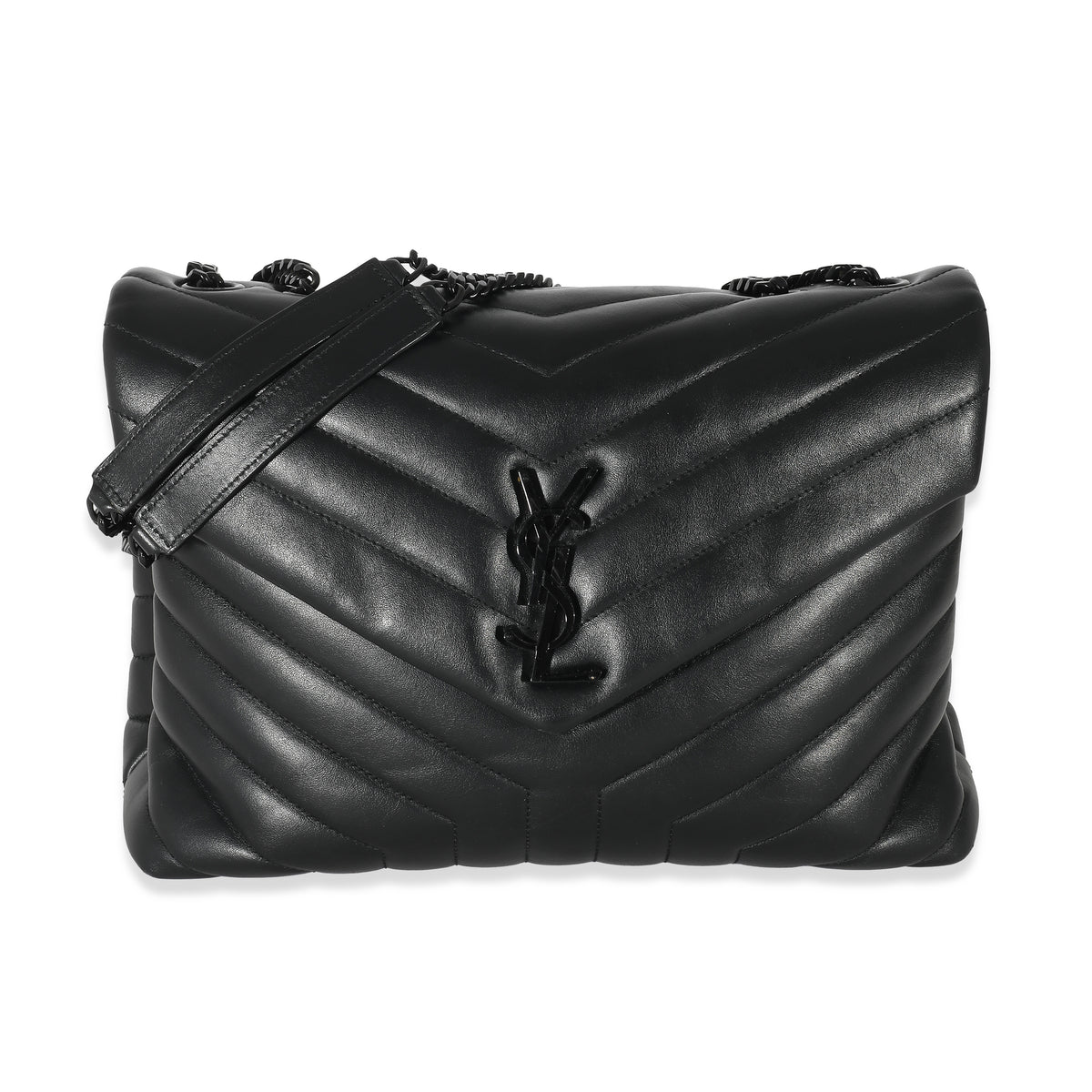 Saint Laurent Black Leather Medium Loulou Bag