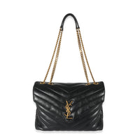 Saint Laurent Black Leather Medium Loulou Bag