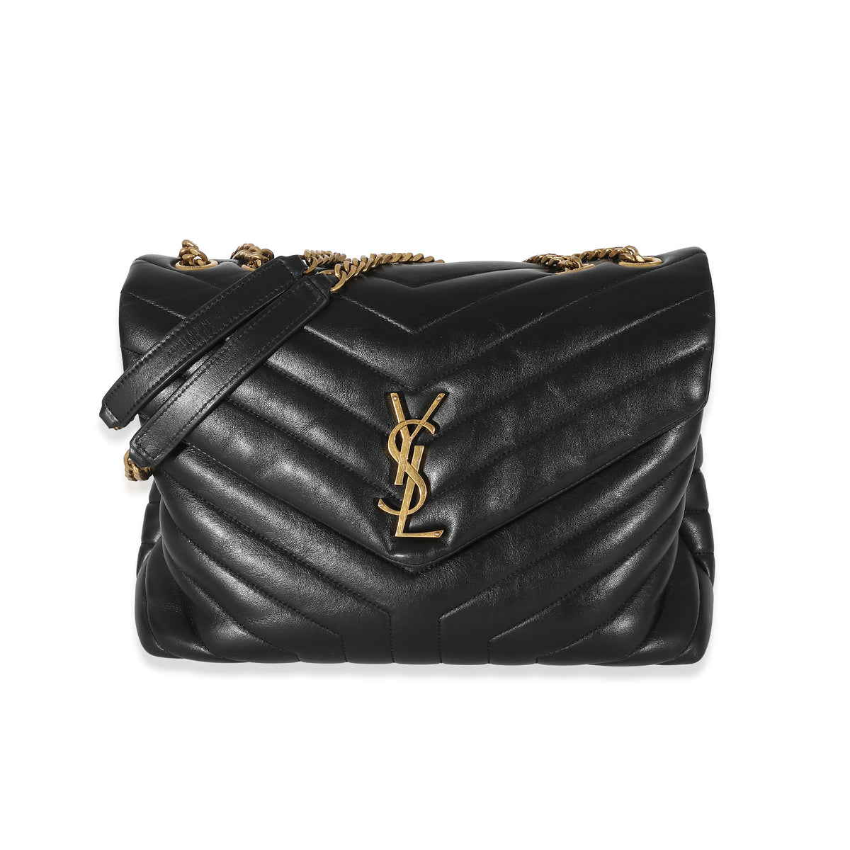 Saint Laurent Black Leather Medium Loulou Bag