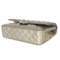 Chanel Gold Patent Striated Medium Classic Flap Bag