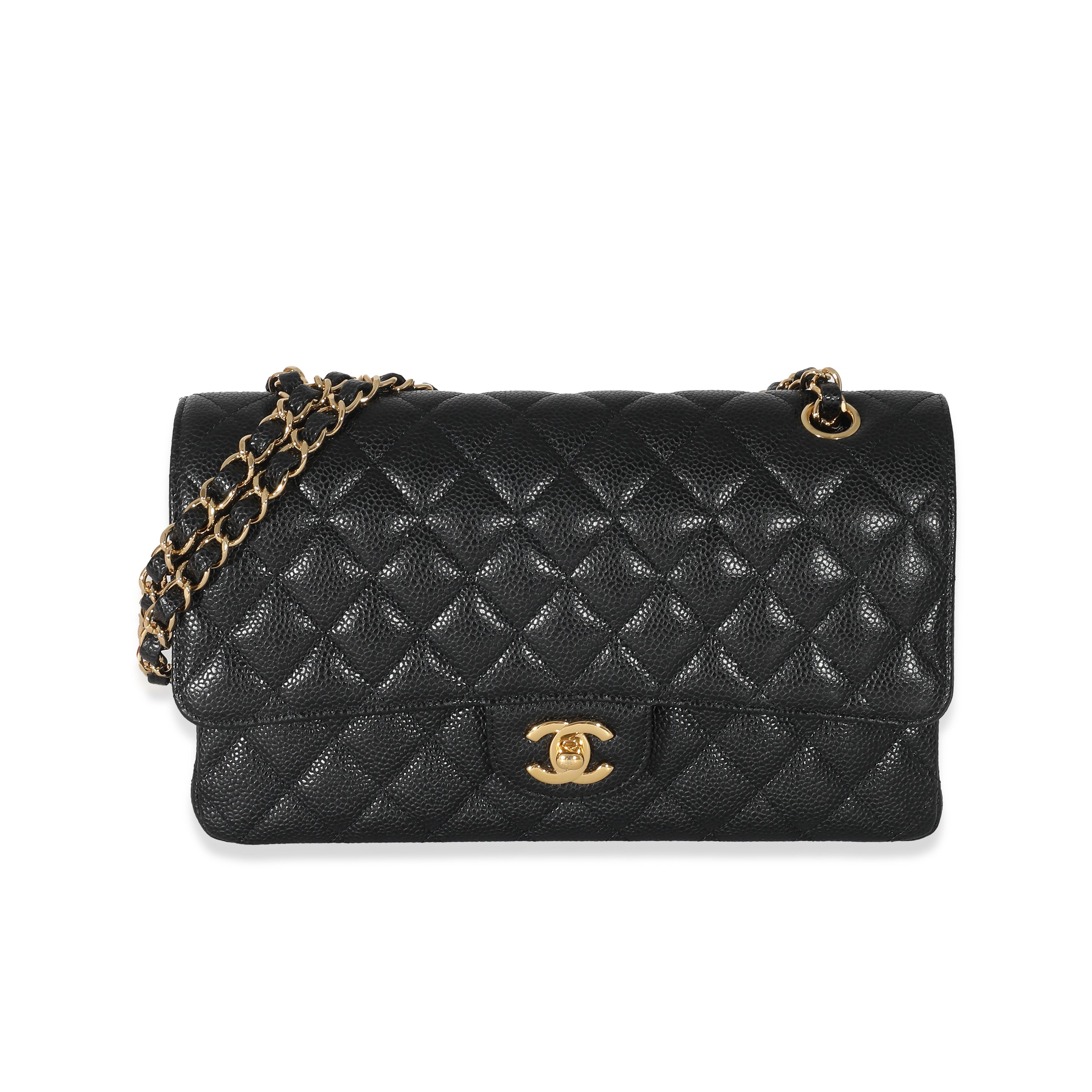 Chanel Vintage Cream Caviar Quilted 2.55 Medium Classic Double