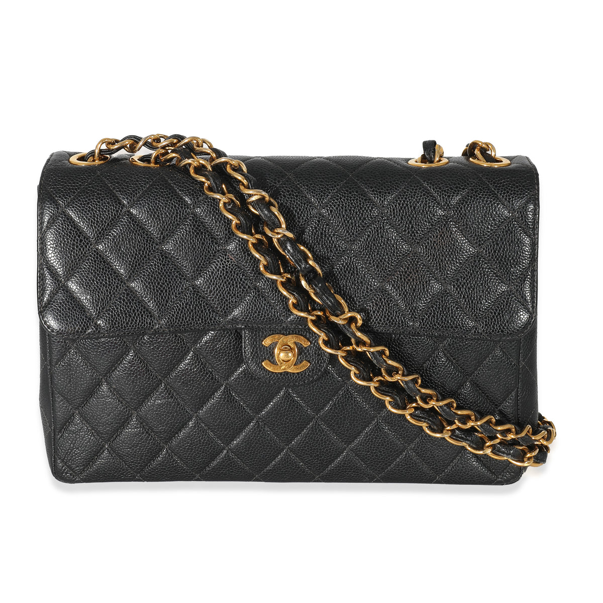 Chanel Yellow Caviar Leather Jumbo Single Flap Bag at the best price