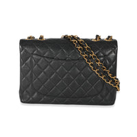 Chanel Vintage Black Quilted Caviar Jumbo Single Flap Bag