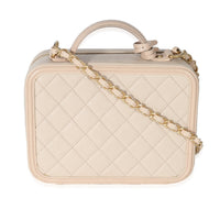 Chanel Beige Quilted Caviar Medium Filigree Vanity Case