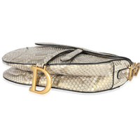 Christian Dior Gold Metallic Python Saddle Bag