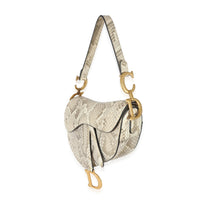 Christian Dior Gold Metallic Python Saddle Bag