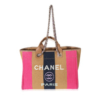 Chanel Multicolor Striped Canvas Large Deauville Tote