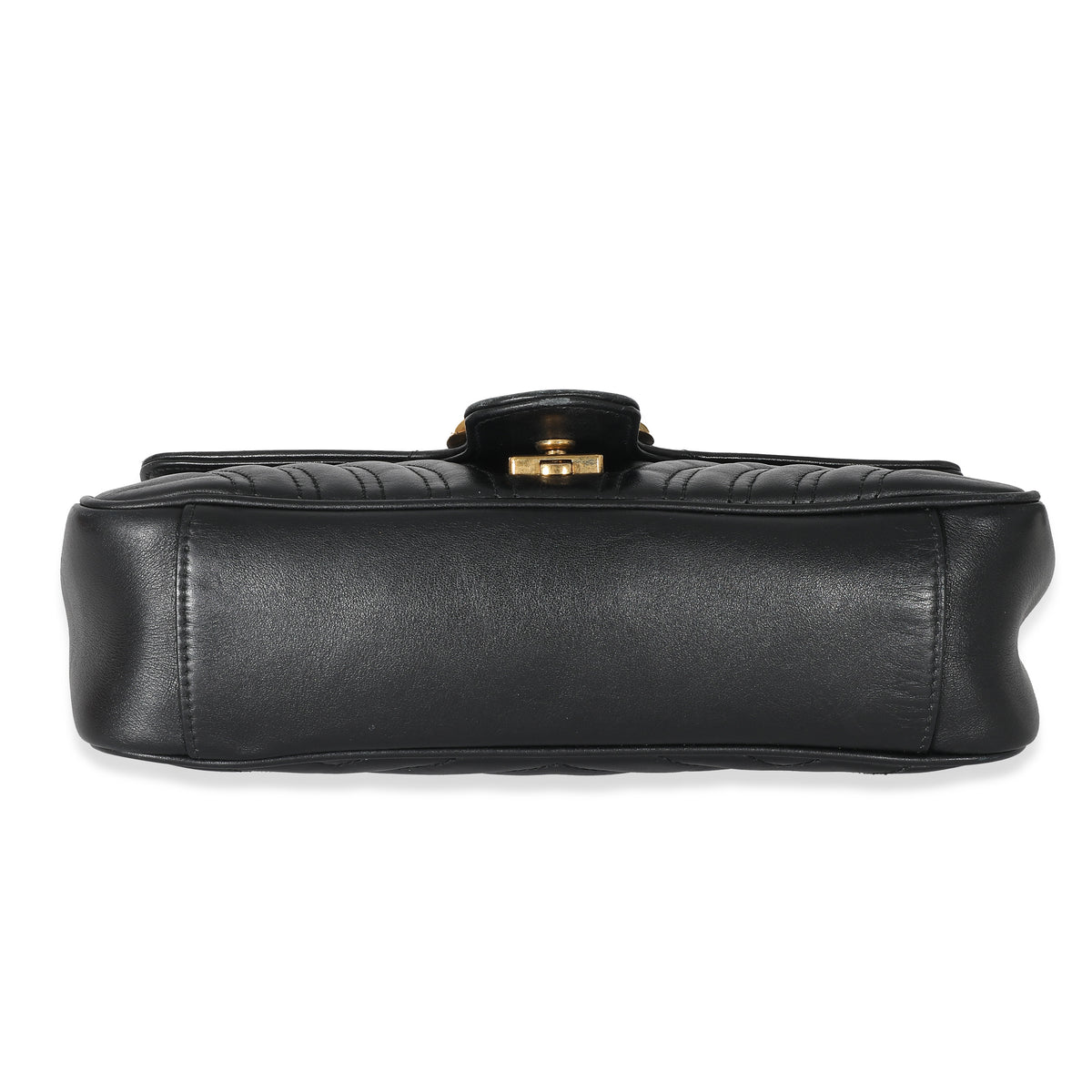 Gucci Black Chevron Matelassé Leather Small GG Marmont Shoulder Bag