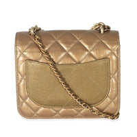 Chanel Gold Metallic Leather Mini Chain Handle Flap Bag