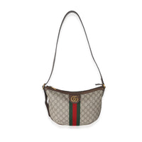 Gucci Beige GG Supreme Web Ophidia Small Half Moon Hobo