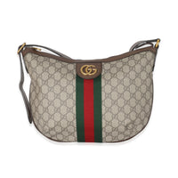 Gucci Beige GG Supreme Web Ophidia Small Half Moon Hobo