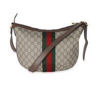 Gucci Beige GG Supreme Web Ophidia Small Half Moon Hobo