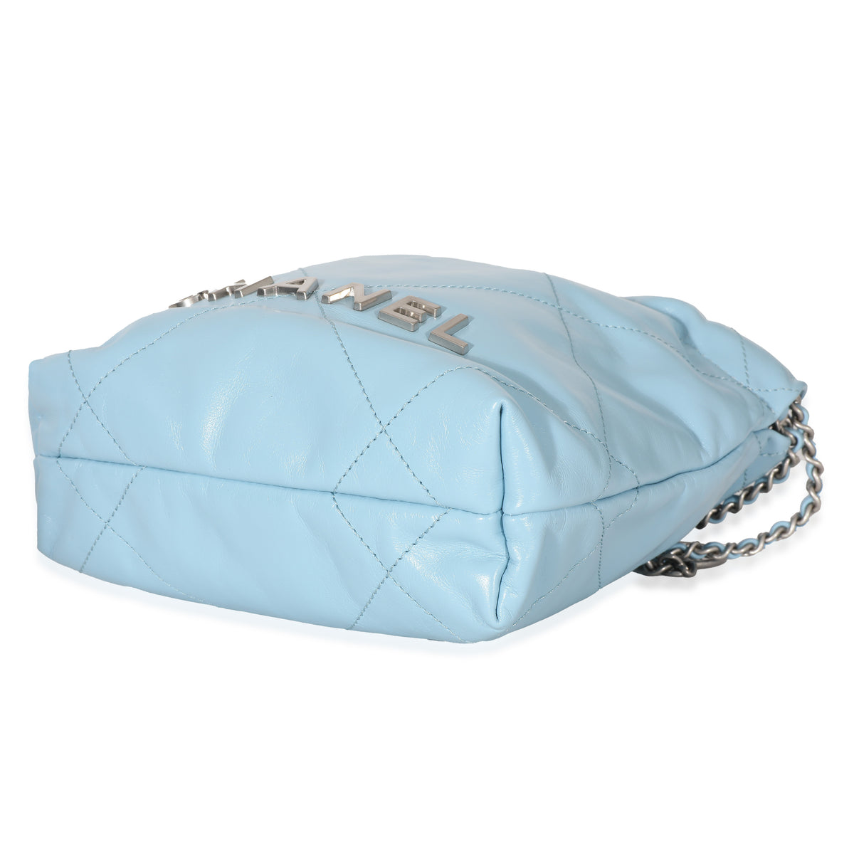 Chanel Light Blue Shiny Quilted Calfskin Mini 22