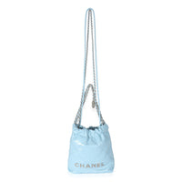 Chanel Light Blue Shiny Quilted Calfskin Mini 22