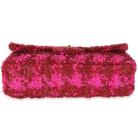 Chanel Vintage Metallic Boucle Red Pink Medium Classic Flap Bag