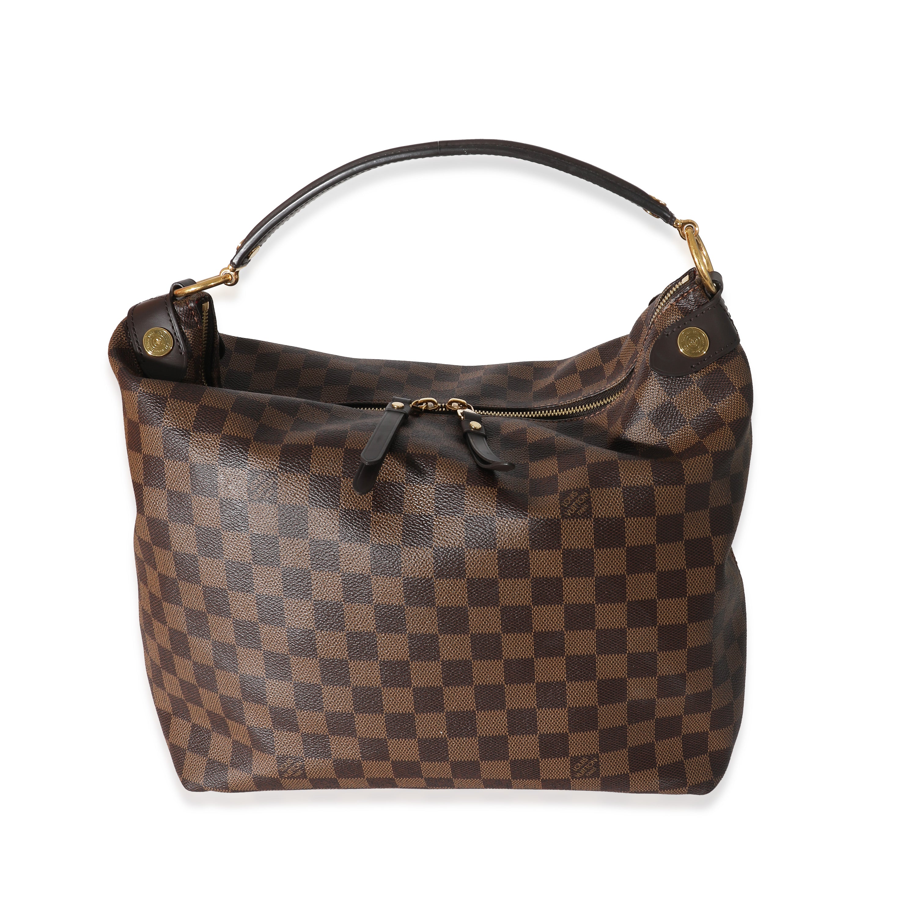 A leather Duomo Damier Ebene Canvas handbag by Louis Vuitton