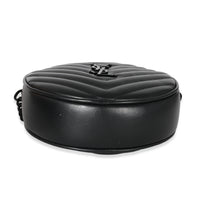 Saint Laurent Black Chevron Calfskin Quilted Leather Vinyle Round Camera Bag