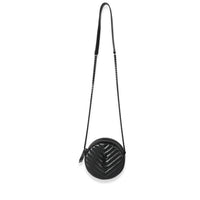 Saint Laurent Black Chevron Calfskin Quilted Leather Vinyle Round Camera Bag