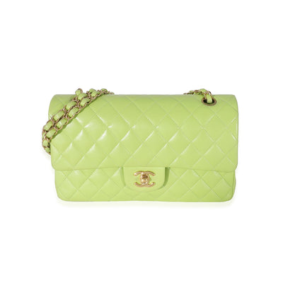 Chanel Vintage Green Quilted Lambskin Medium Classic Double Flap Bag
