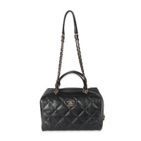 Chanel Black Quilted Lambskin CC Chain Zip Bowling Bag