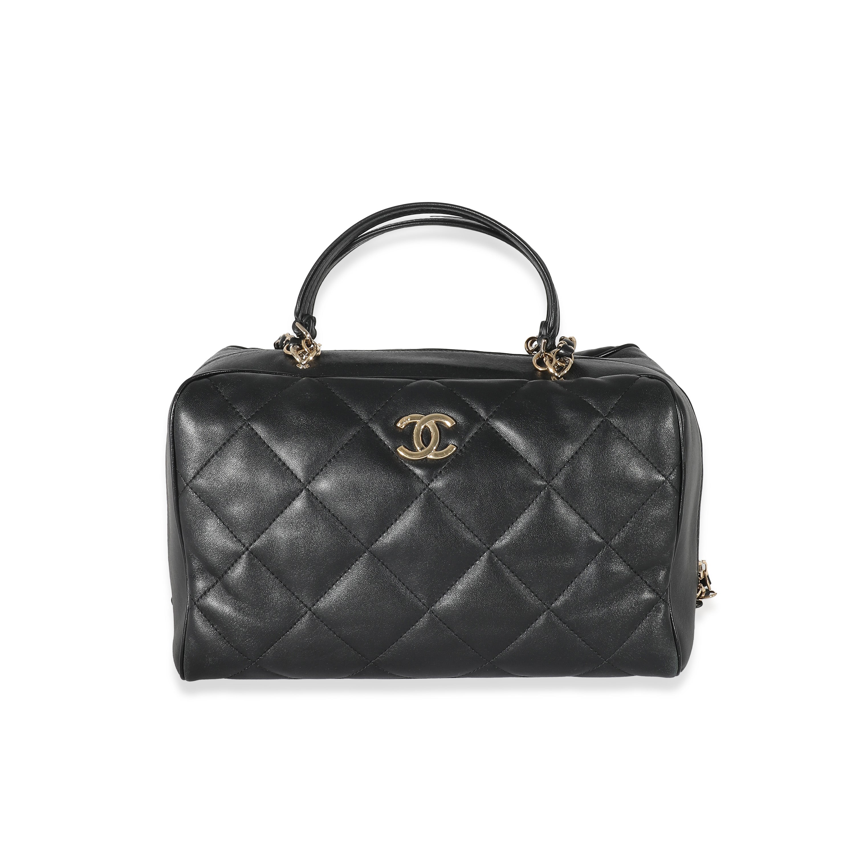Chanel Pink/Ivory Quilted Calfskin Leather Featherweight Mini Bowling Bag -  Yoogi's Closet