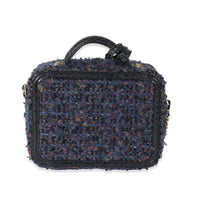 Chanel Metallic Navy Tweed Small Filigree Vanity Case