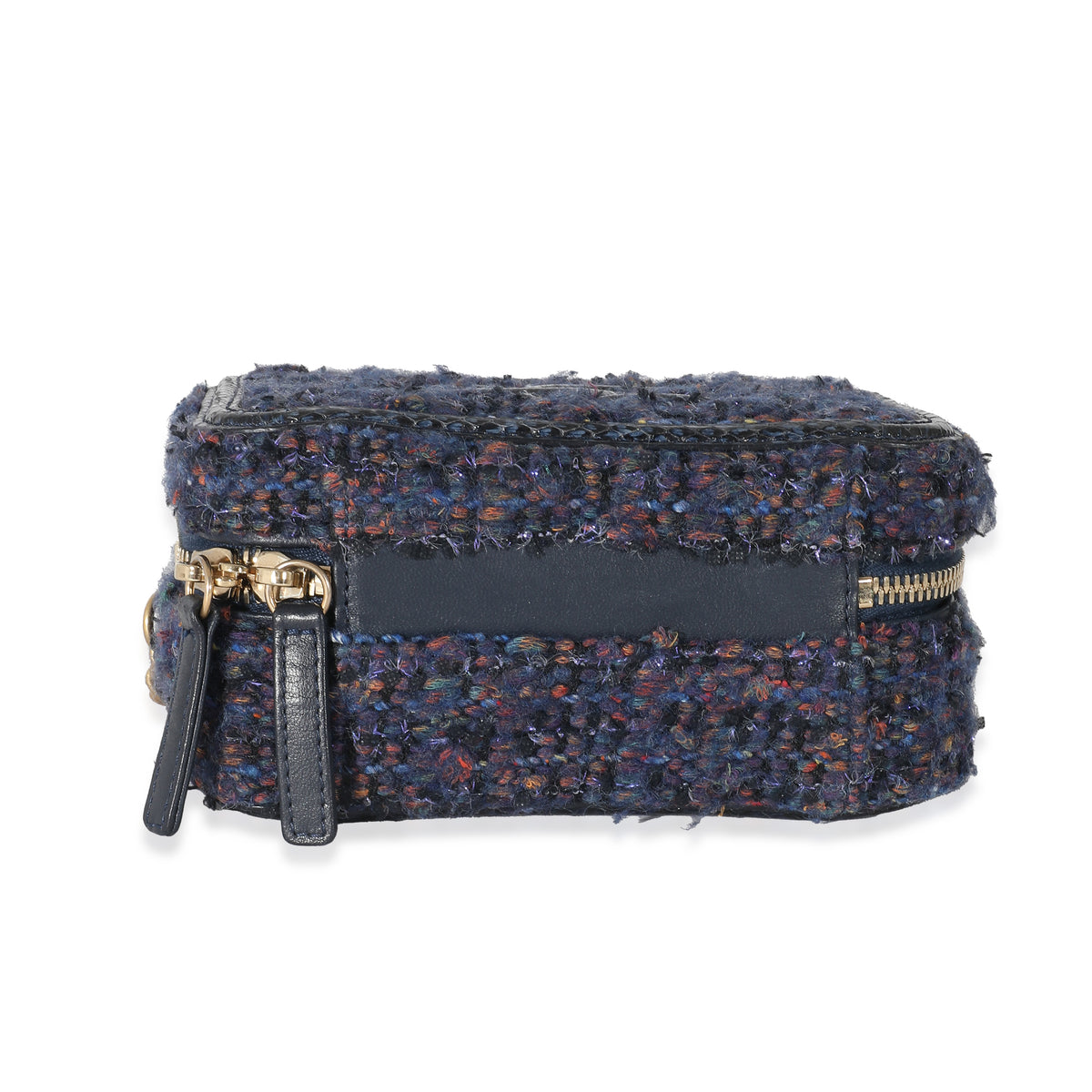 Chanel Metallic Navy Tweed Small Filigree Vanity Case