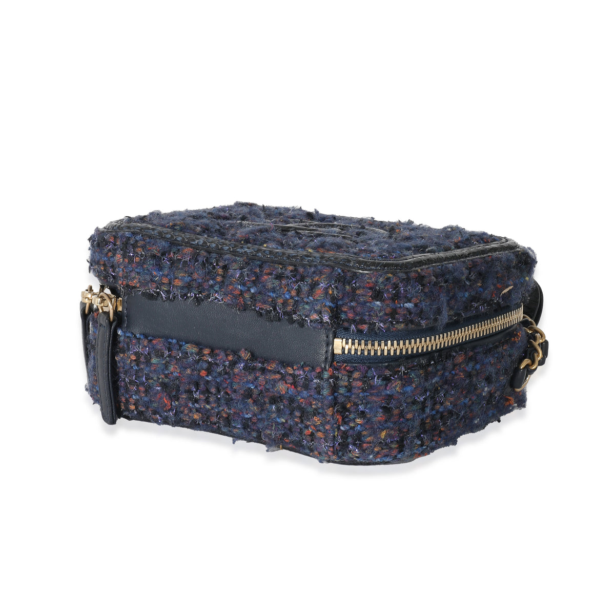 Chanel Blue Multicolor Snakeskin Filigree Medium Vanity Bag
