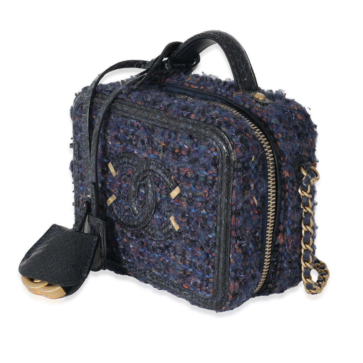 chanel tweed vanity case bag
