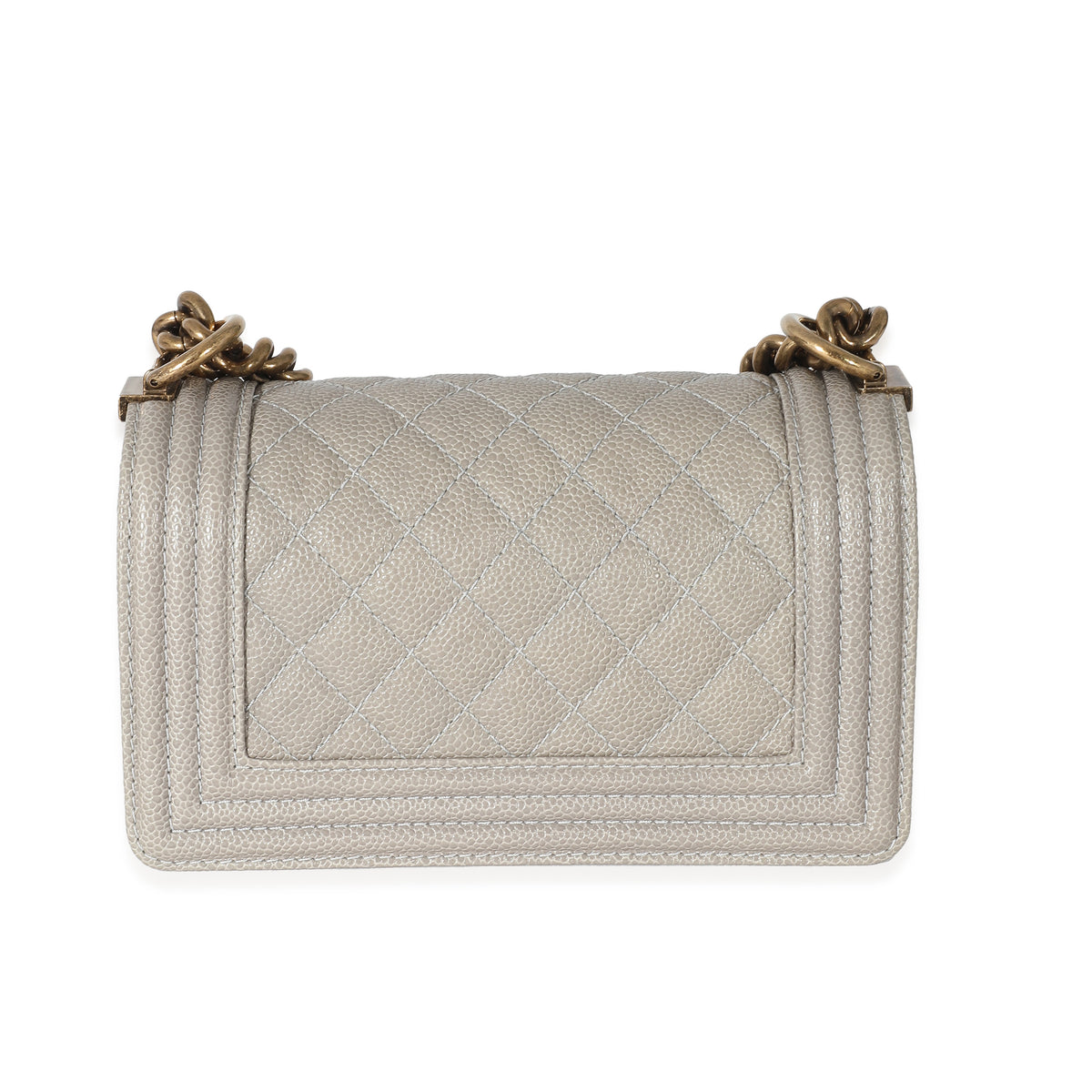 Chanel Light Grey Caviar Quilted Small Boy Bag