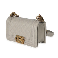 Chanel Light Grey Caviar Quilted Small Boy Bag