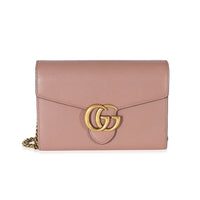 Gucci Cellarius Calfskin Rosy Phard GG Marmont Chain Wallet