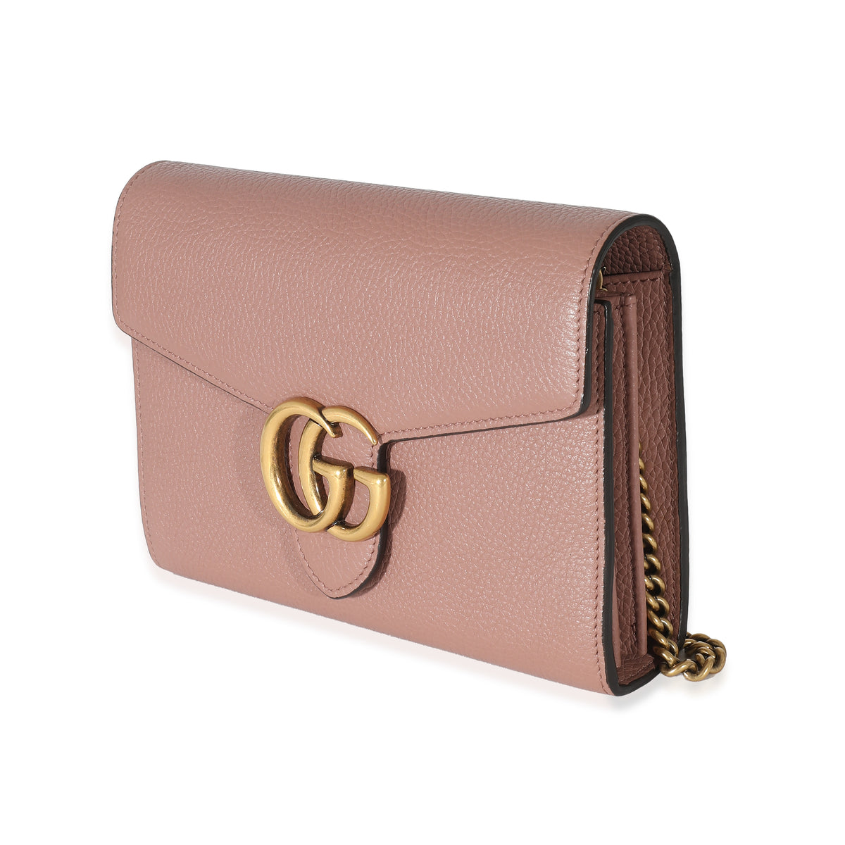 Pink Gucci Chain Pouch GG Emblem Wallet On Chain In Light Pink