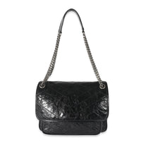 Saint Laurent Black Crinkle Vintage Leather Medium Niki Chain Bag