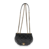 Chanel Black Quilted Aged Calfskin Dubai Small Half Moon Flap