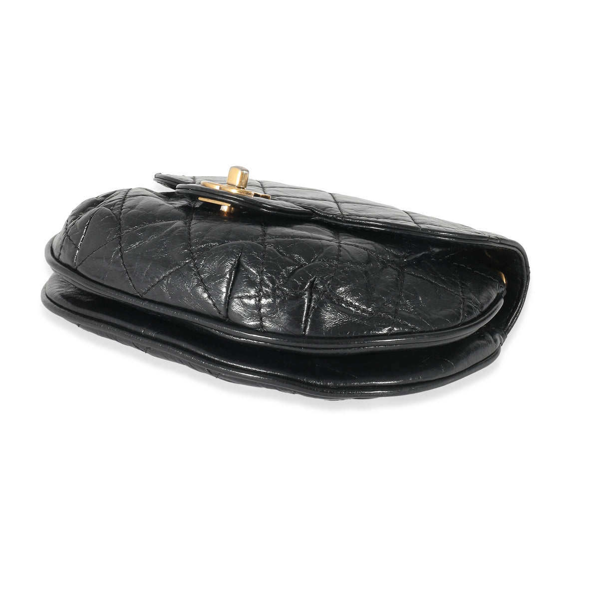 Chanel Black Quilted Aged Calfskin Dubai Small Half Moon Flap