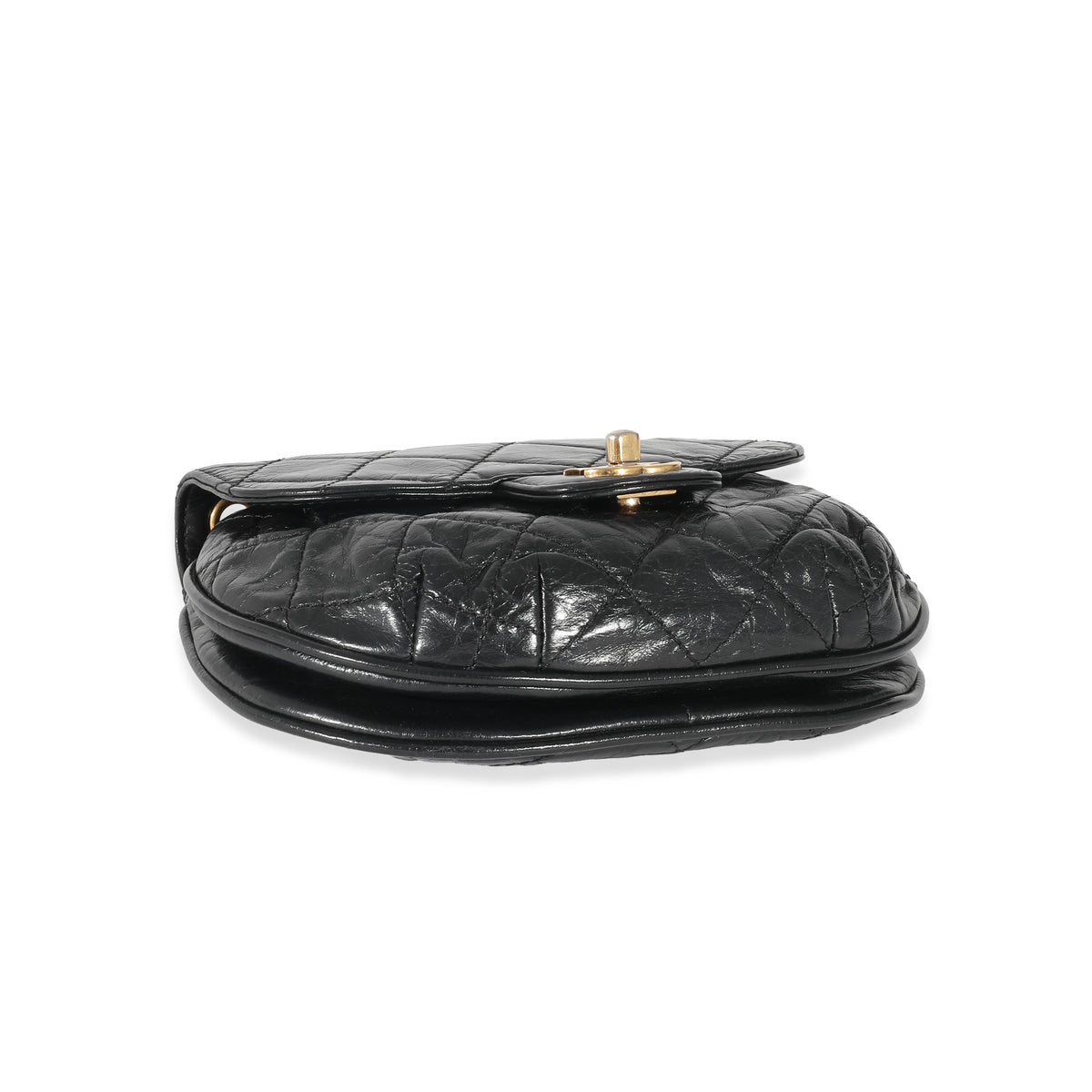 Chanel Black Quilted Aged Calfskin Dubai Small Half Moon Flap