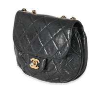 Chanel Black Quilted Aged Calfskin Dubai Small Half Moon Flap