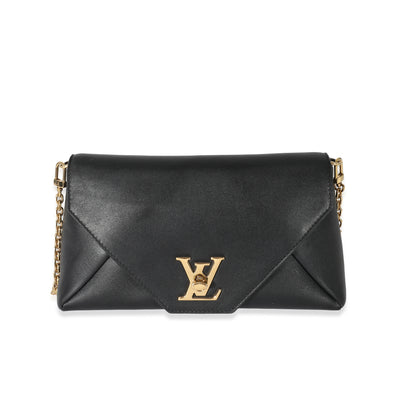 Louis Vuitton Black Calfskin Love Note Chain Clutch 