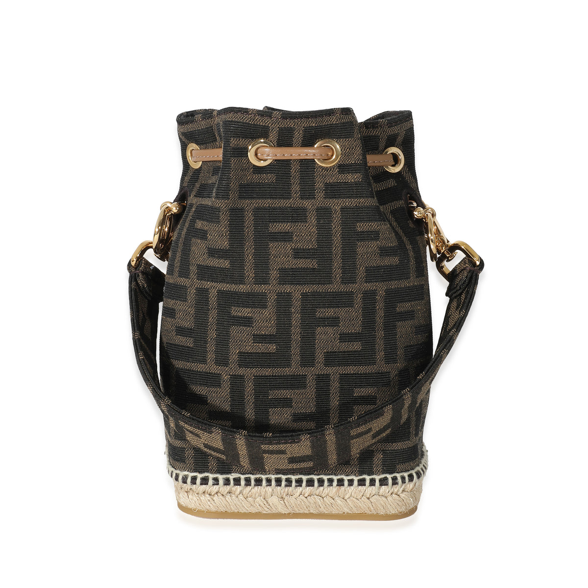 Fendi Brown FF Jacquard Fabric Mon Tresor Bucket Bag