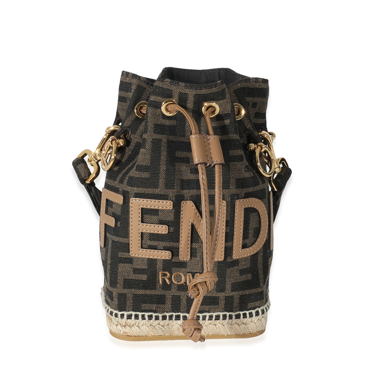 Fendi Brown FF Jacquard Fabric Mon Tresor Bucket Bag