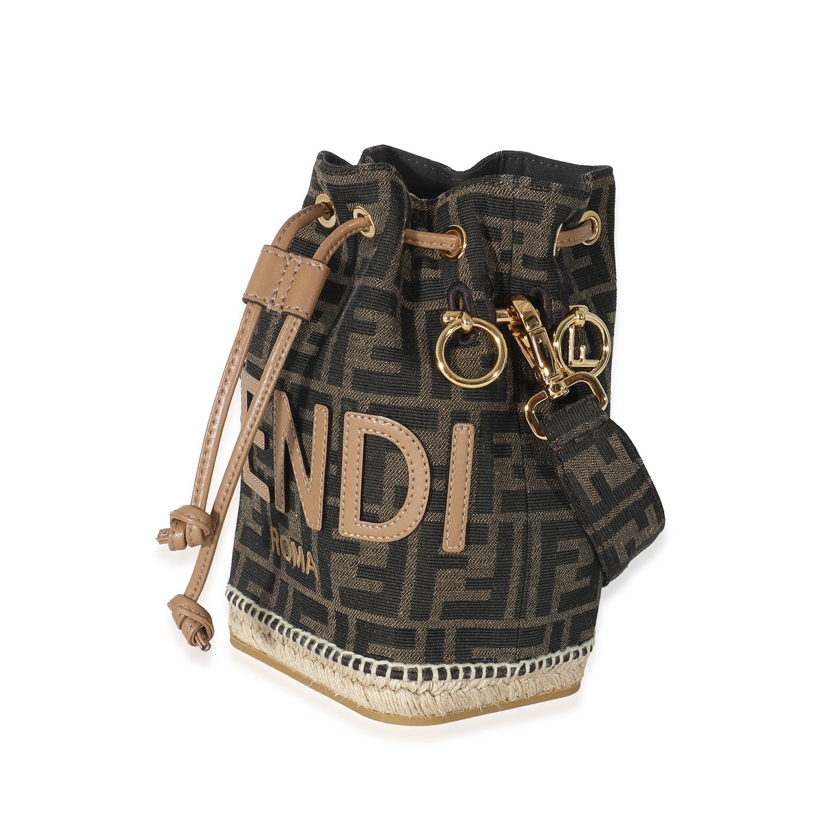 Fendi Brown FF Jacquard Fabric Mon Tresor Bucket Bag