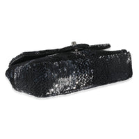 Chanel Black Silver Plaid Sequin Single Flap Bag