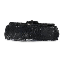 Chanel Black Silver Plaid Sequin Single Flap Bag