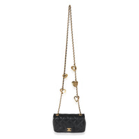 Chanel Black Quilted Lambskin Heart Chain Mini Flap Bag